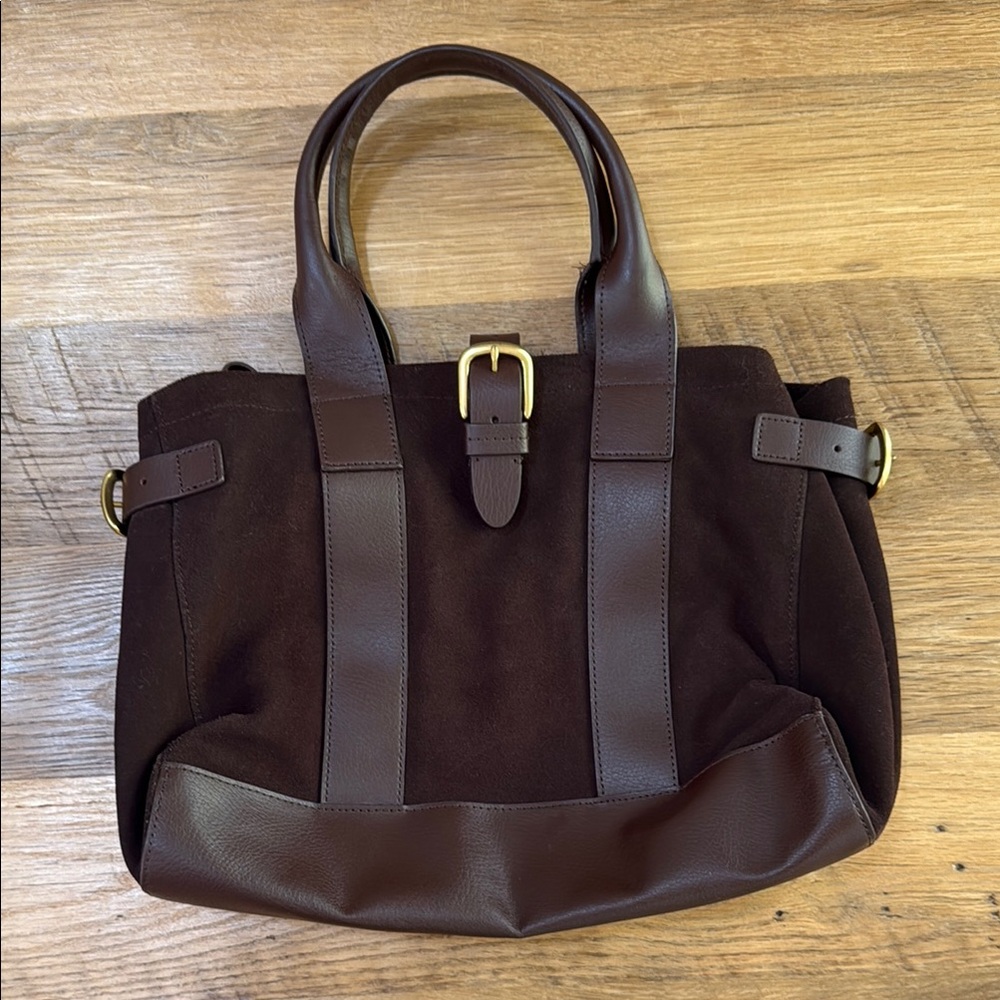 Lands End Brown Suede and Leather Handbag